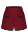 Rote 1950er elastischer Taille Shorts