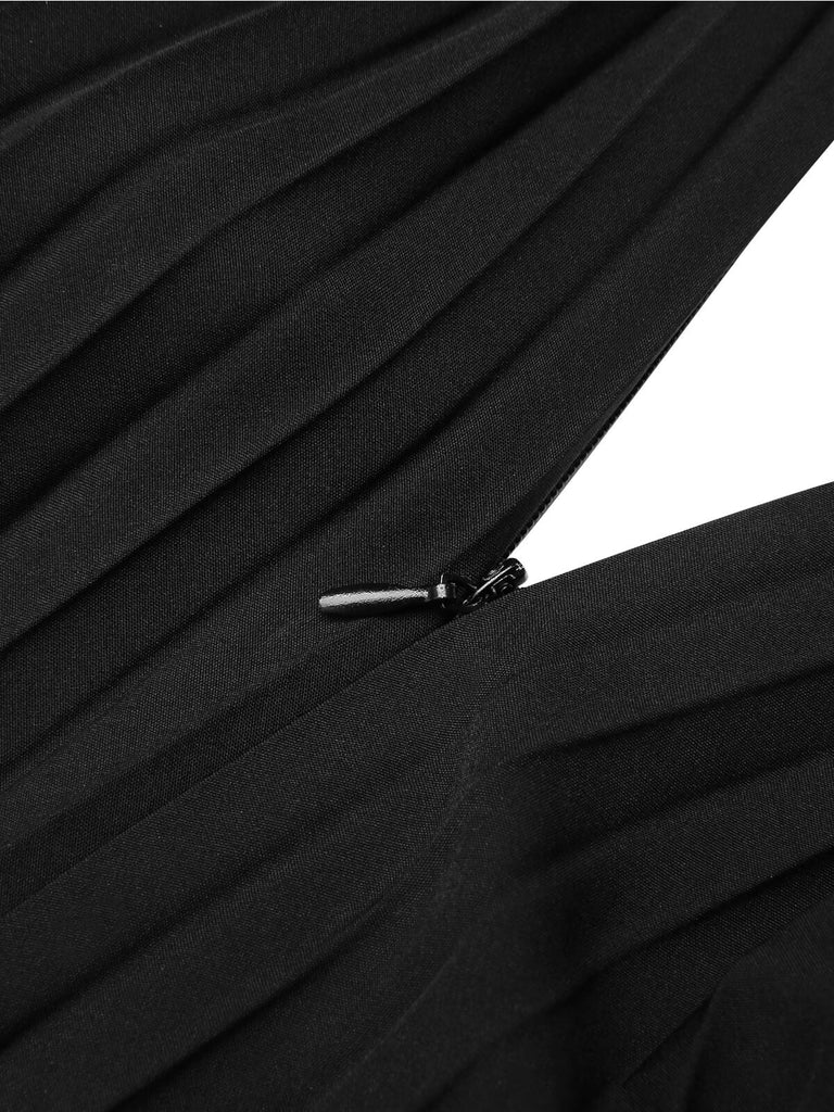 [Vorverkauf] Schwarzer 1950er eleganter Faltenrock