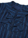 2PCS Marineblaues 1960er Stehkragen-Hemd & solide Wickelröcke