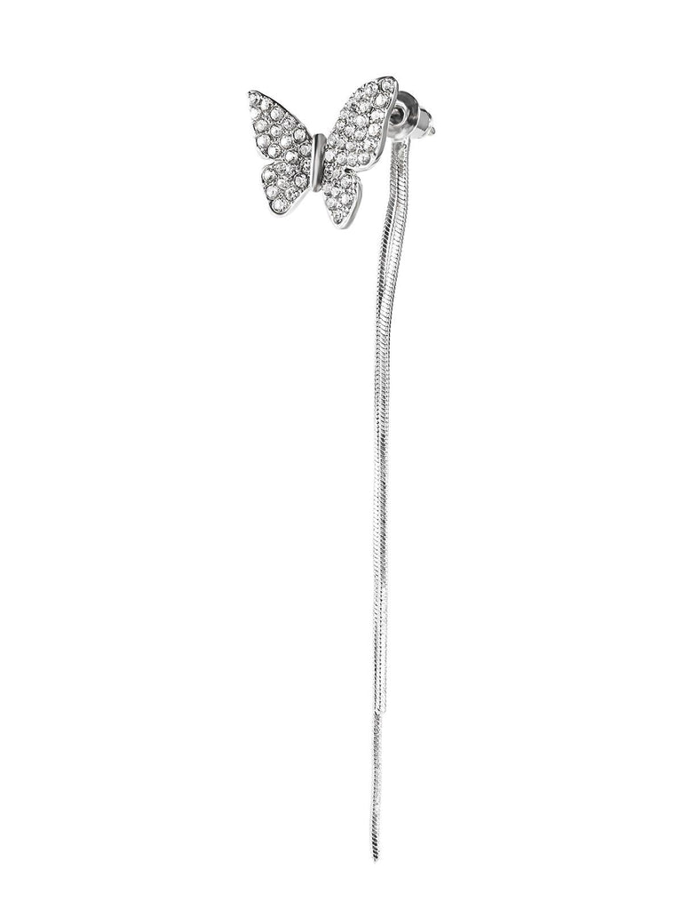 Butterfly Diamond Pearl Asymmetrische Ohrringe