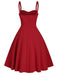 ROT 1950ER SPAGHETTI HOHE TAILLE SWING KLED