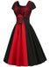 Rotes 1950er Halloween Spitzen Patchwork Kleid