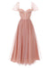 1950er Rosa gepunktetes Mesh Kleid