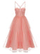 Rosafarbenes 1950erKleid mit festem Träger aus Mesh