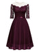 1950er Solides Schulterfreies Patchwork-Kleid Aus Spitze