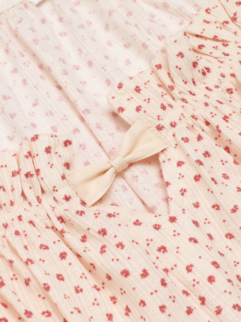 Rosa 1960er Puffärmel gestricktes Nachthemd